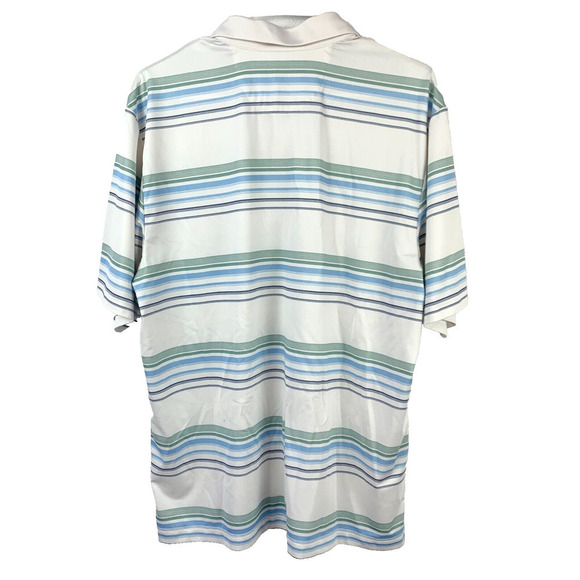 Roundtree & Yorke Performance White Striped Short Sleeve Polo Shirt Mens Medium - Picture 5 of 5